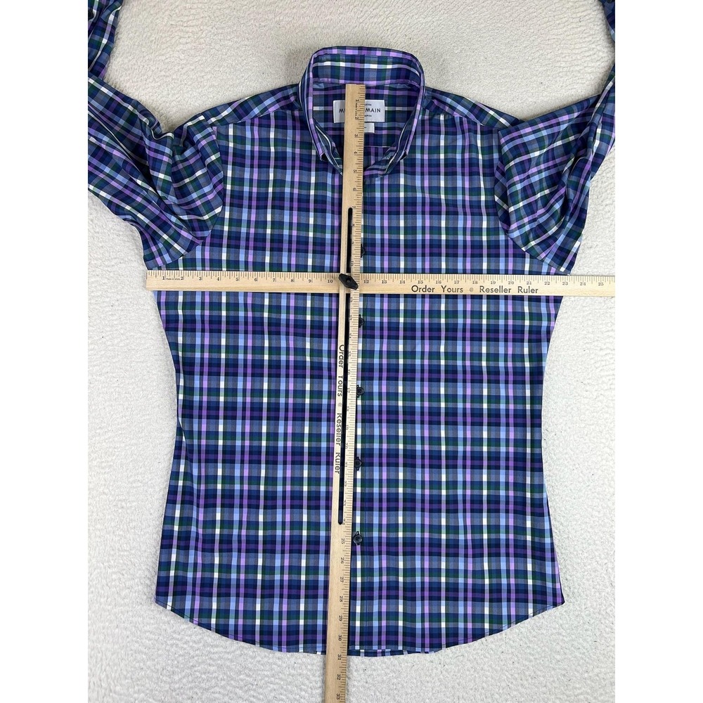 Mizzen+Main Leeward Dress Shirt Mens Large Blue Plaid Trim Fit Stretch USA LS - Picture 6 of 10